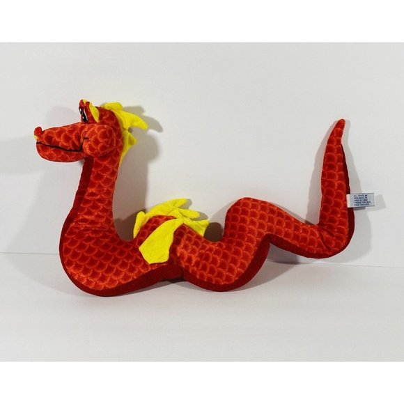 BJ Toy Company Red Sea Serpent Dragon 17” Plush Stuffed Toy Mythical Reptile - Picture 3 of 11